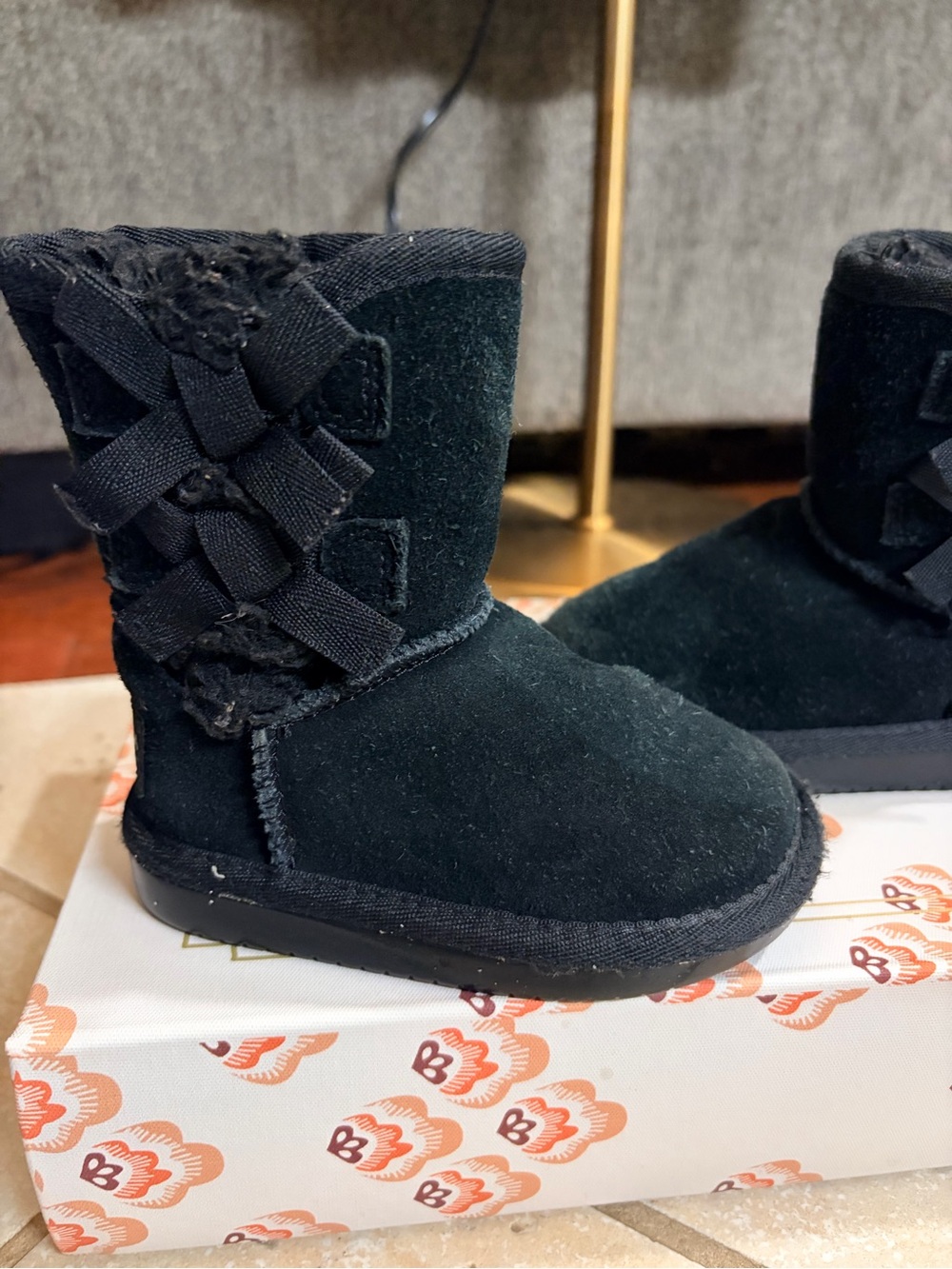 Koolaburra Girls Black Suede Bow Booties
